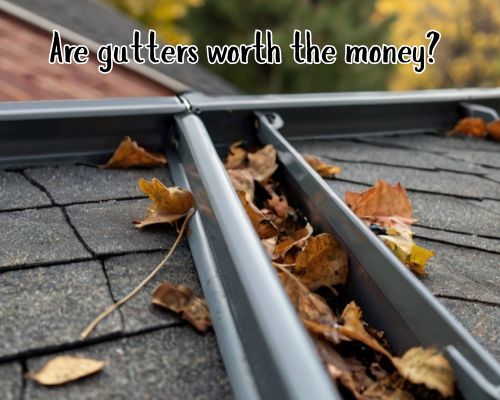 a roof gutter with Leaffilter installed