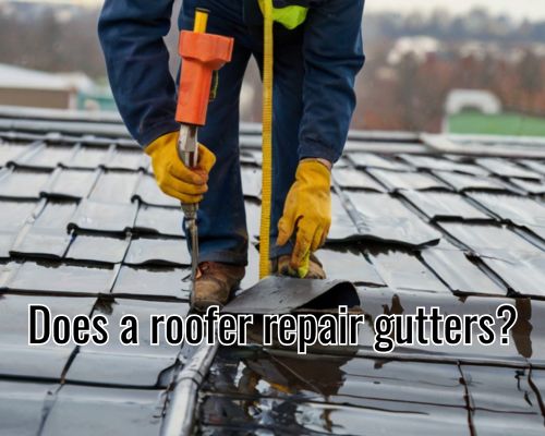 a roofer doing repair on guttering